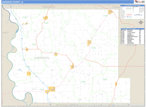 Harrison County, Iowa Zip Code Wall Map