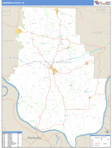 Harrison County, Indiana Zip Code Wall Map