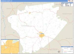 Harrison County, Kentucky Zip Code Wall Map