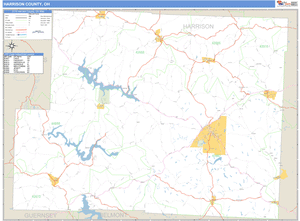 Harrison County, Ohio Zip Code Wall Map