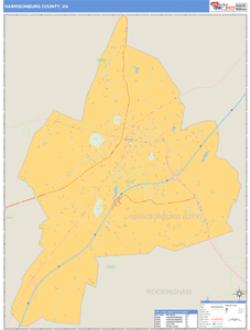 Harrisonburg County, Virginia Zip Code Wall Map