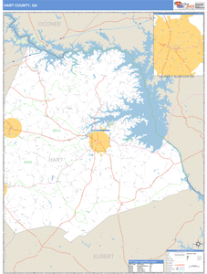 Hart County, Georgia Zip Code Wall Map