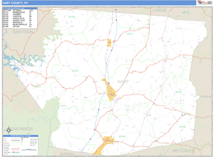 Hart County, Kentucky Zip Code Wall Map