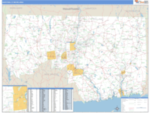 Hartford, Connecticut Metro Area Wall Map
