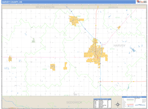 Harvey County, Kansas Zip Code Wall Map