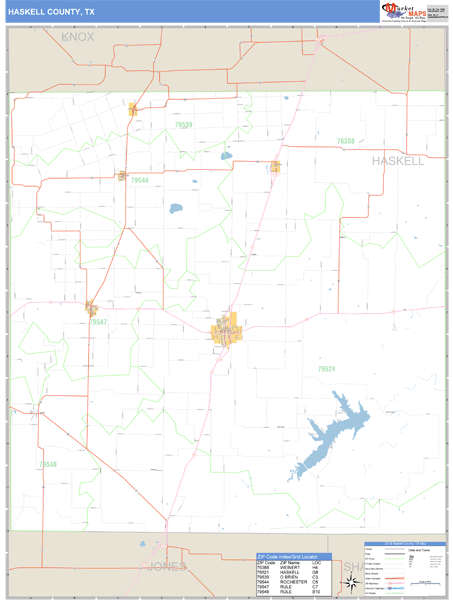 Haskell County, Texas Zip Code Wall Map Market Maps (IDI)