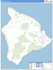 Hawaii County, Hawaii Zip Code Wall Map