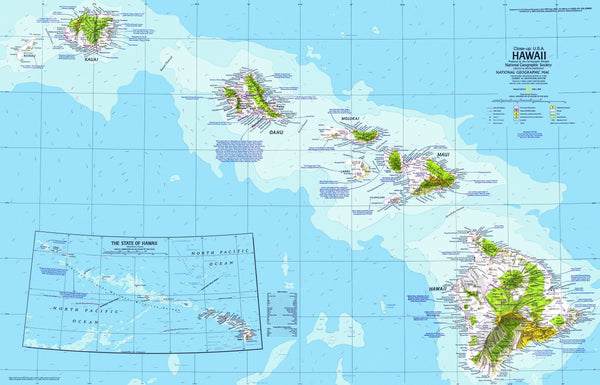 Hawaii Map 1976 by National Geographic Maps.com