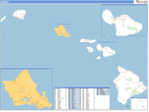 Hawaii ZIP Code Wall Map