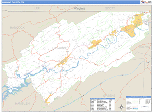Hawkins County, Tennessee Zip Code Wall Map
