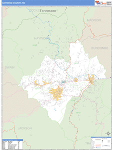 Haywood County, North Carolina Zip Code Wall Map