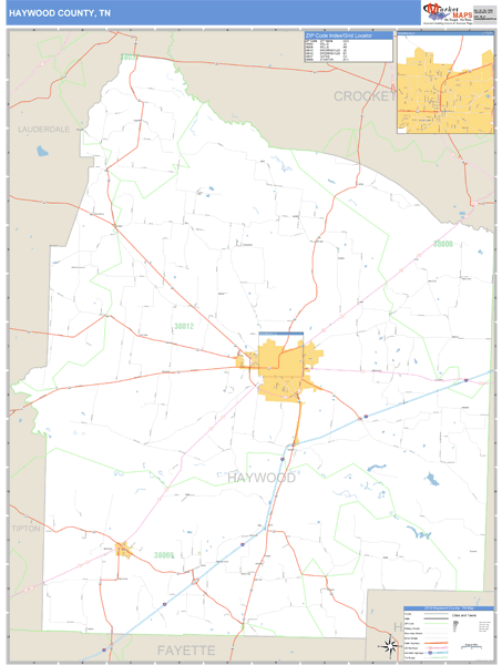Haywood County, Tennessee Zip Code Wall Map Market Maps (IDI)