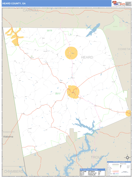 Heard County, Georgia Zip Code Wall Map Market Maps (IDI)