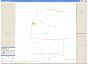 Hemphill County, Texas Zip Code Wall Map