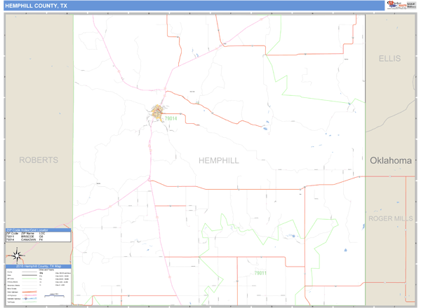 Hemphill County, Texas Zip Code Wall Map Market Maps (IDI)