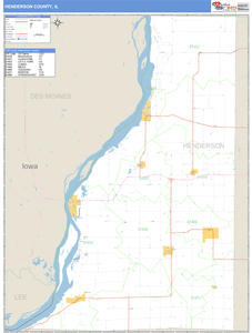 Henderson County, Illinois Zip Code Wall Map