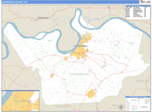 Henderson County, Kentucky Zip Code Wall Map