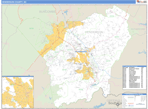 Henderson County, North Carolina Zip Code Wall Map