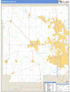 Hendricks County, Indiana Zip Code Wall Map
