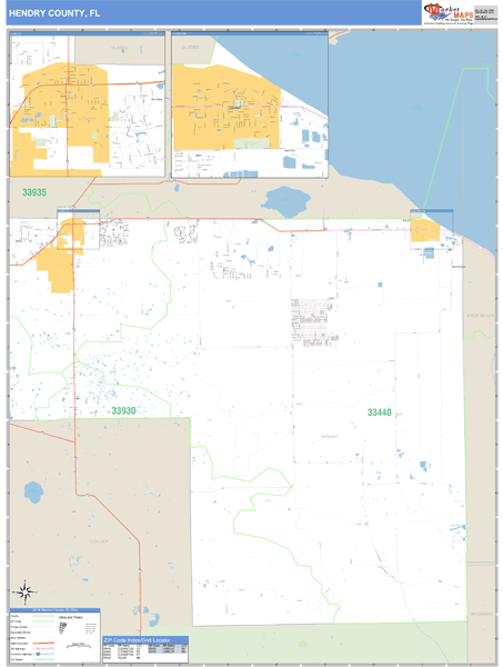 Hendry County, Florida Zip Code Wall Map Market Maps (IDI)