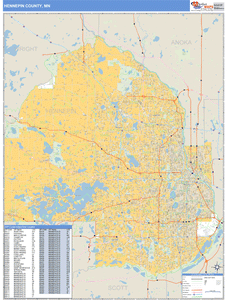 Hennepin County, Minnesota Zip Code Wall Map