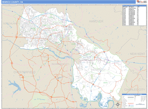 Henrico County, Virginia Zip Code Wall Map