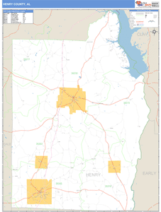 Henry County, Alabama Zip Code Wall Map