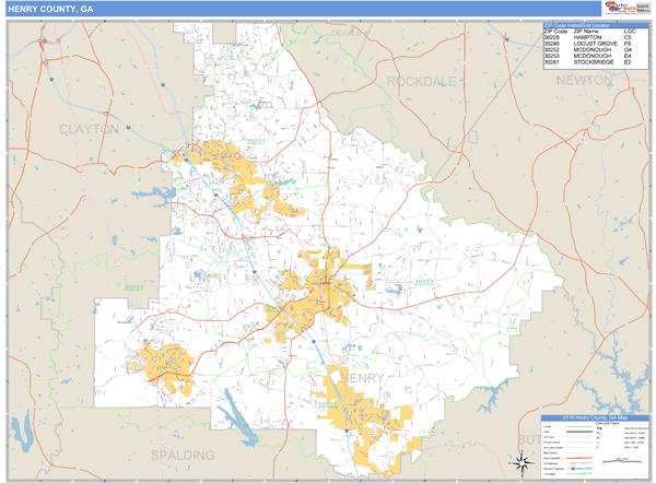 Henry County, Georgia Zip Code Wall Map Market Maps (IDI)