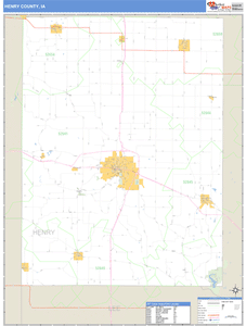 Henry County, Iowa Zip Code Wall Map