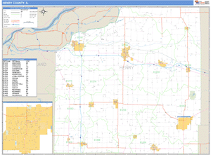 Henry County, Illinois Zip Code Wall Map
