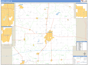 Henry County, Indiana Zip Code Wall Map
