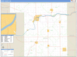 Henry County, Ohio Zip Code Wall Map