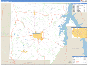 Henry County, Tennessee Zip Code Wall Map