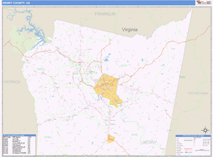 Henry County, Virginia Zip Code Wall Map