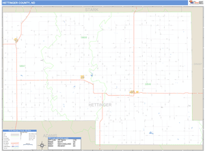 Hettinger County, North Dakota Zip Code Wall Map
