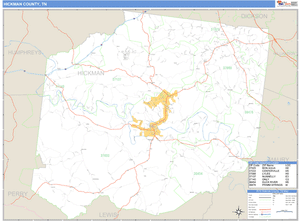 Hickman County, Tennessee Zip Code Wall Map