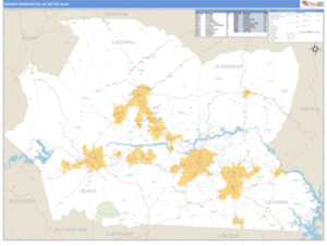 Hickory-Morganton-Lenoir, North Carolina Metro Area Wall Map