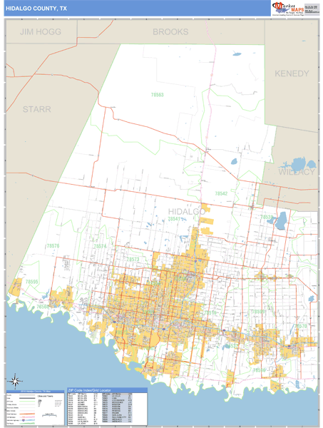Hidalgo County, Texas Zip Code Wall Map Market Maps (IDI)