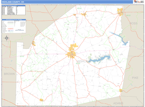 Highland County, Ohio Zip Code Wall Map