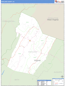 Highland County, Virginia Zip Code Wall Map
