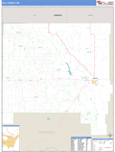 Hill County, Montana Zip Code Wall Map