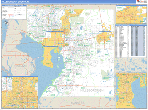 Hillsborough County, Florida Zip Code Wall Map