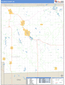 Hillsdale County, Michigan Zip Code Wall Map