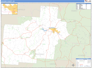 Hocking County, Ohio Zip Code Wall Map