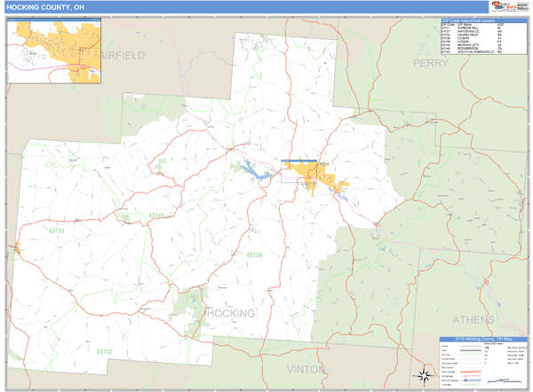 Hocking County, Ohio Zip Code Wall Map Market Maps (IDI)