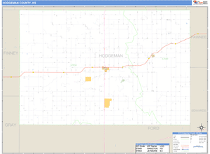 Hodgeman County, Kansas Zip Code Wall Map