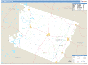 Holmes County, Mississippi Zip Code Wall Map