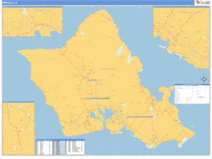 Honolulu, Hawaii Metro Area Wall Map