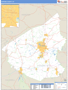 Hopkins County, Kentucky Zip Code Wall Map