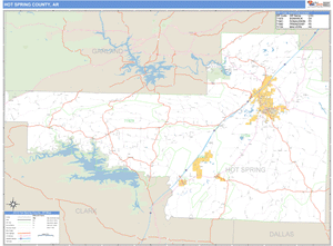 Hot Springs County, Arkansas Zip Code Wall Map